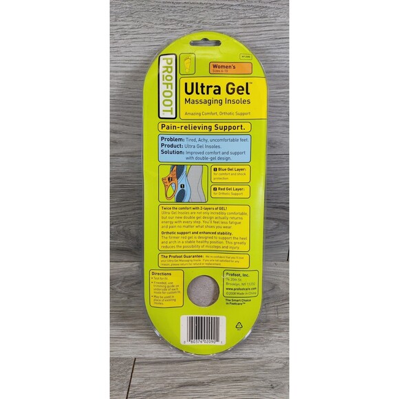Profoot UltraGel Massaging Insoles with Double Layers of Gel Women's 6-10 1 Pair - Picture 2 of 2